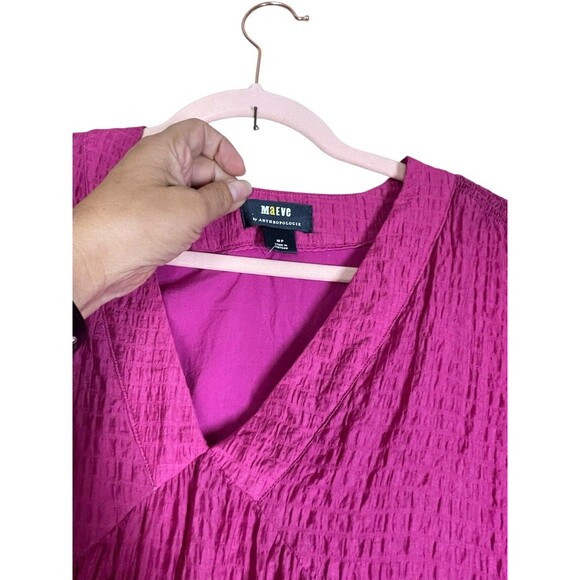 Anthropologie Maeve Juliet Tiered Tunic Mini Dress‎ Size MP fushia Boho - Picture 5 of 14